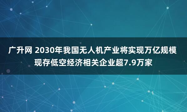 广升网 2030年我国无人机产业将实现万亿规模 现存低空经济相关企业超7.9万家
