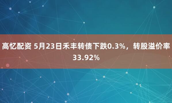 高忆配资 5月23日禾丰转债下跌0.3%，转股溢价率33.92%