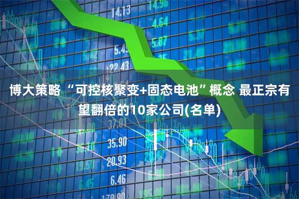 博大策略 “可控核聚变+固态电池”概念 最正宗有望翻倍的10家公司(名单)